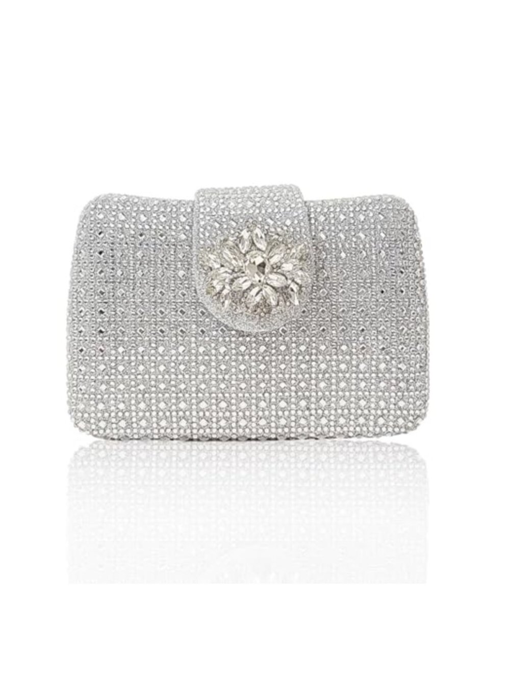 Rhinestone Floral Clutch Evening Bag Wristlet Shoulder Handbag